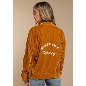 Honey Punch Sweet Like Honey Velvet Bomber
